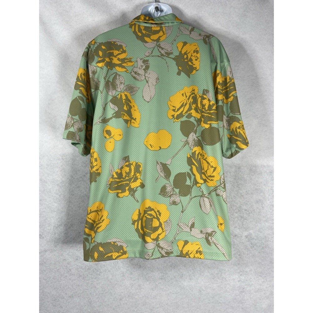 Nike Rose City Shirt Men's XL Green Yellow Mesh Button-Up Floral Short Sleeve - Picture 2 of 11